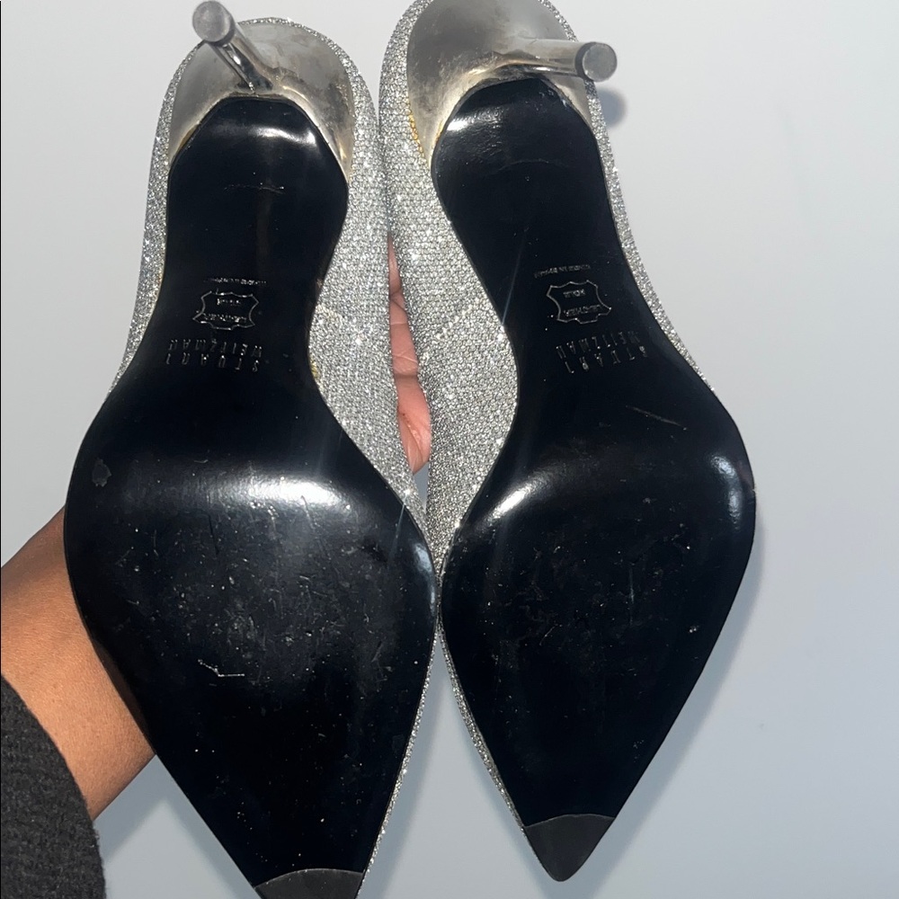 Stuart Weitzman Silver Pointed Toe Heels! 6M - Picture 5 of 8